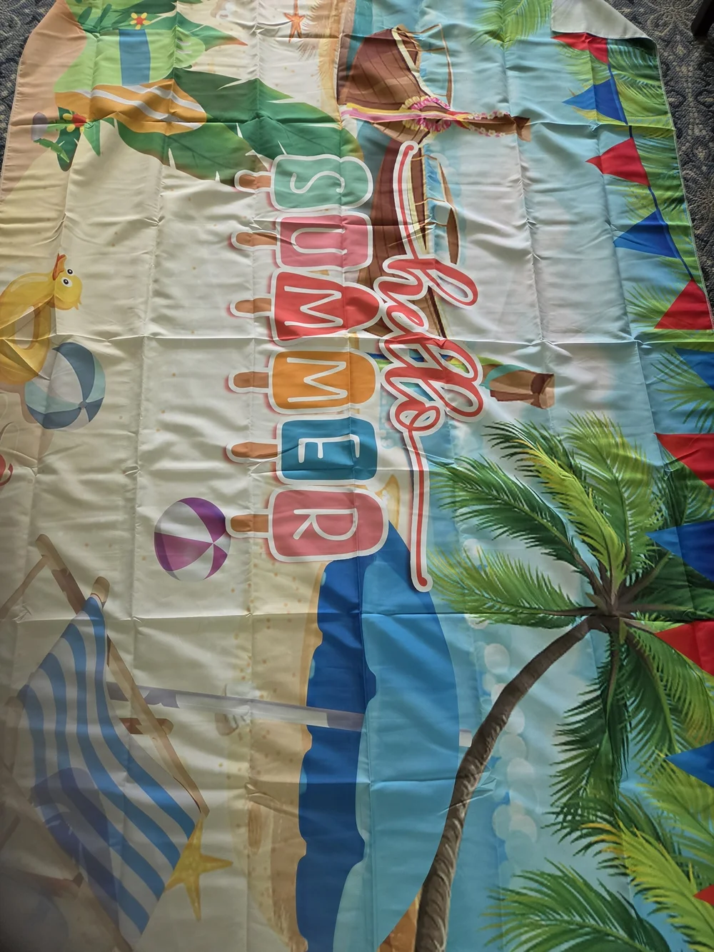Hello Summer Beach Print Bedding Panel - Multicolor